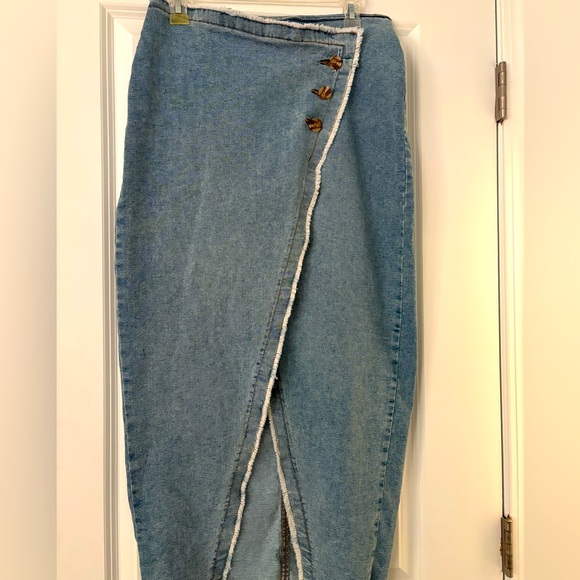 Sincerely Jules Maxi Stone Washed Wrap Jean Skirt 11/30 - Picture 1 of 6
